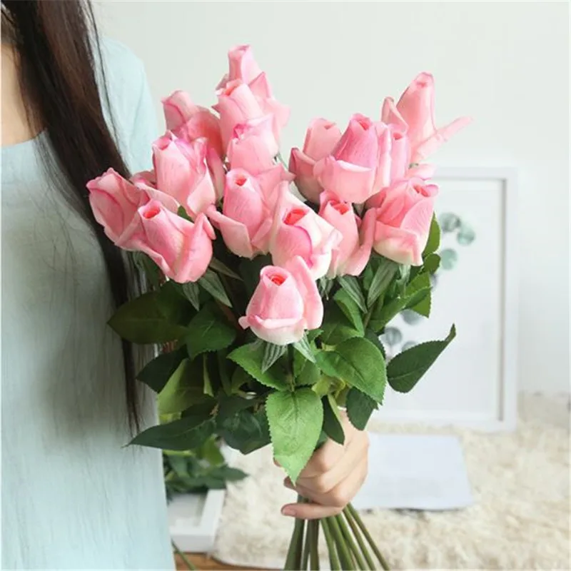 beautiful 1Pcs Cloth Artificial Real Touch Rose Flowers Home decorations for Wedding Decoration Party or Birthday
