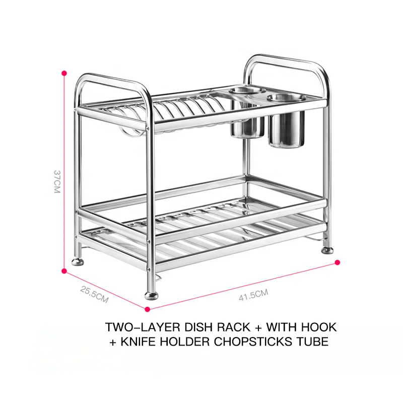 Metal Dish Storage Rack Cup Drying Holder Sink Storage Organizer