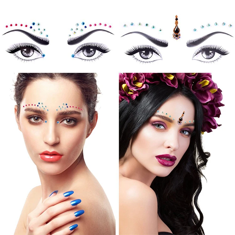Fashion face gems rhinestones makeup eyes body crystals glitter festival sticker for party