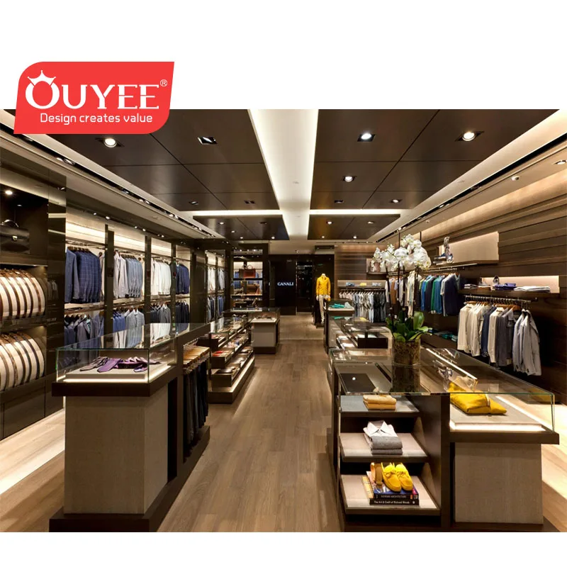 Custom Men Garment Shop Interior Design Clothing Store Fixtures Classic Men Clothing Showroom Design