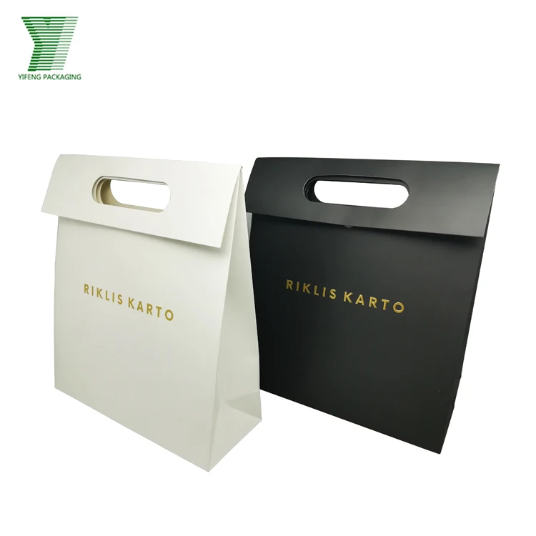 wholesale high end customized paper shopping bag with diecut handle