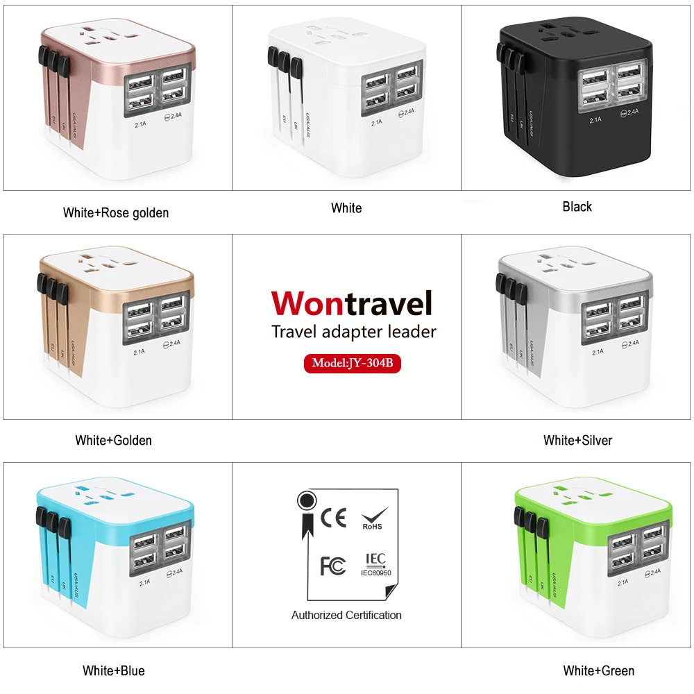
Portable Travel Adapter International Socket Plugs Multi USB travel adaptor Worldwide Wall Charger 