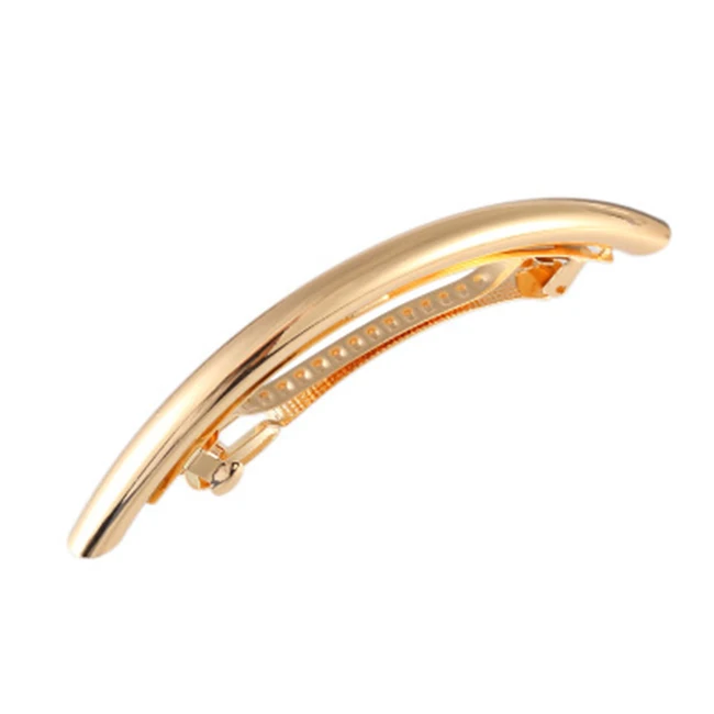 Creative Simple Design Golden Plated Alloy Hair Clips Jewelry Barrettes for Women