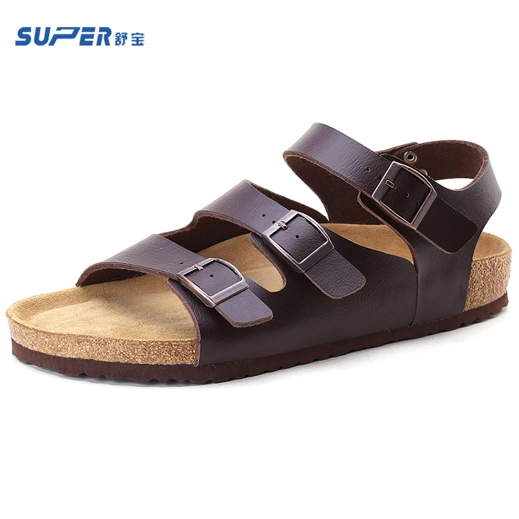 
Fashion Summer Brown Black Flat Pu Sandals Men For Sale <span style=