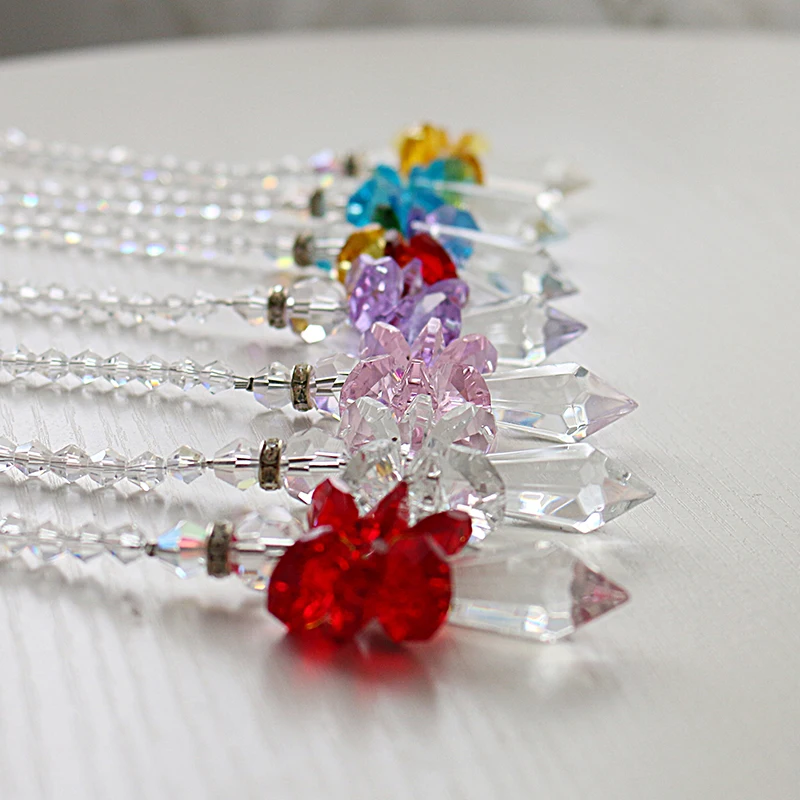 H&D Set of 7,Rainbow Crystal Guardian Angel Chakra Suncatcher Car Charm for Rear View Mirror Suncatcher Home Wedding Party Decor