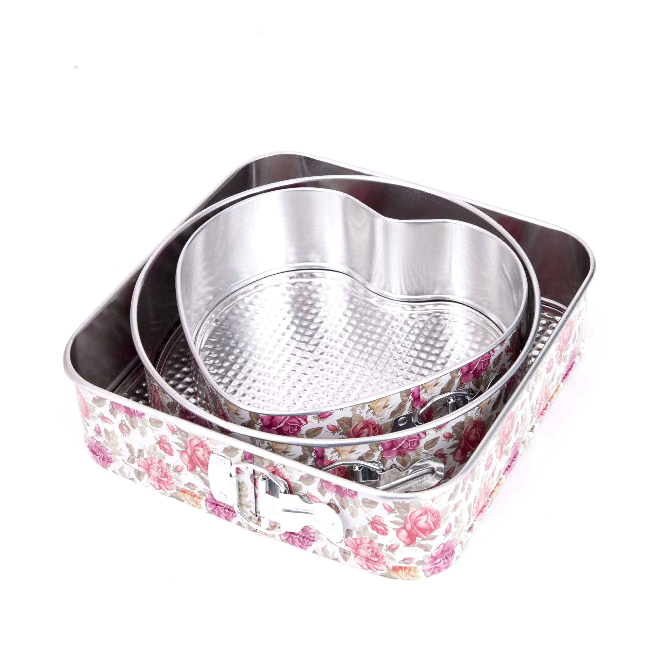 
 Металлическая форма для выпечки торта с принтом, форма для выпечки торта со съемным дном, Оловянная форма для выпечки торта в форме круглого сердца  