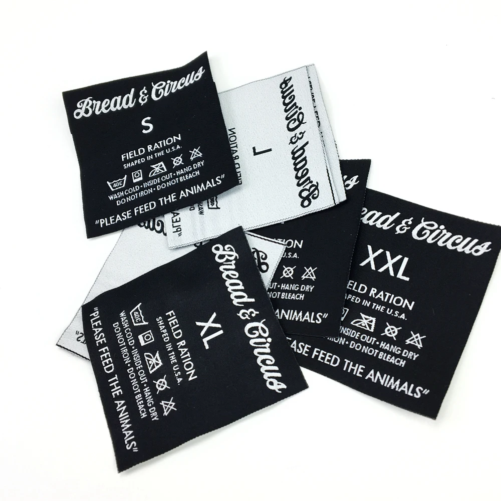 Garment Labels and Tags Polyester Fabric Woven care Labels For Clothing