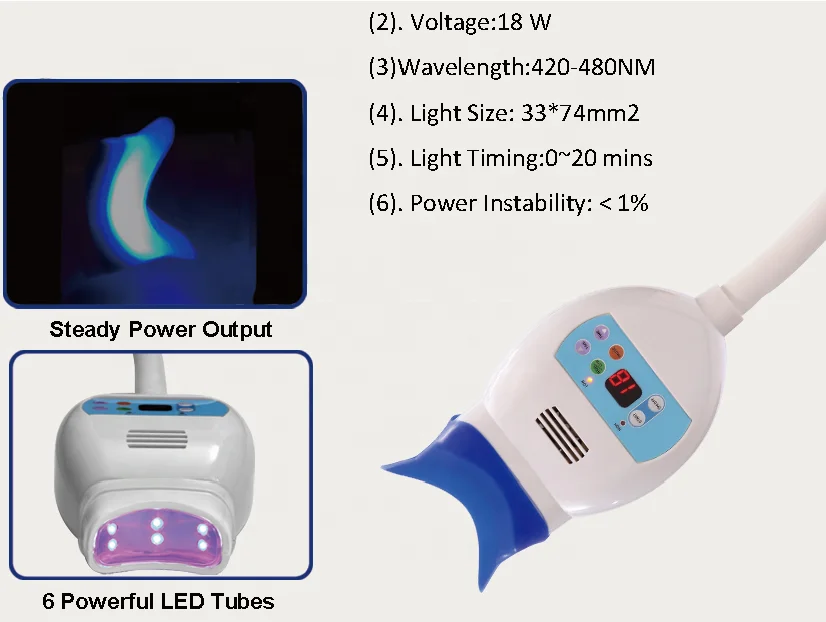 high power 6pcs led blue light Dental bleaching whitening machine