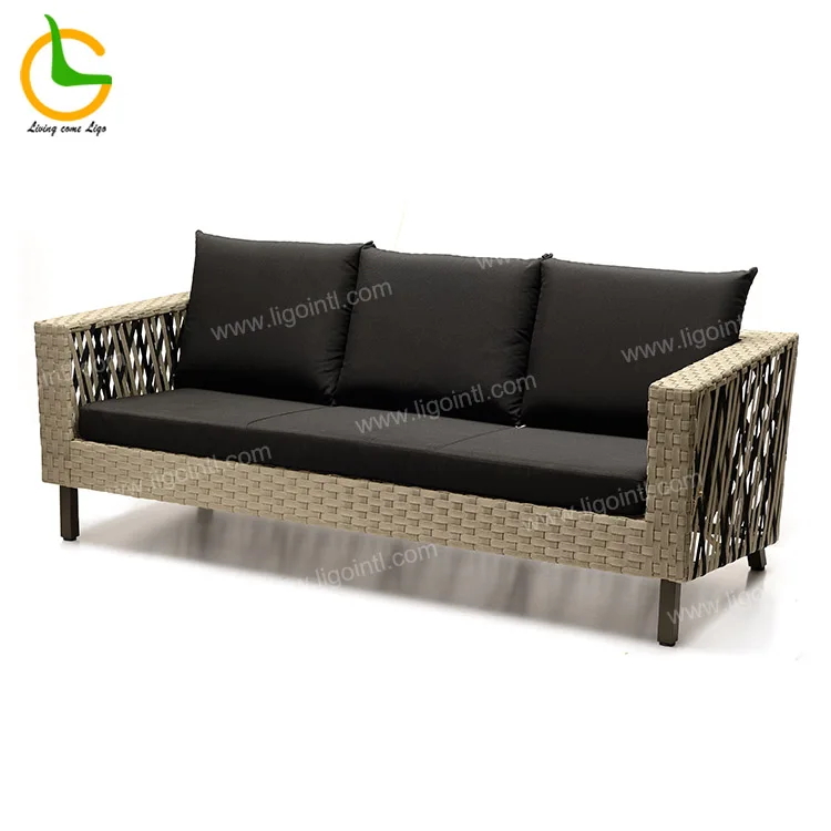 Modern hotel rattan two seaters sofas jardin balcon muebles wicker furniture for courtyard and villa
