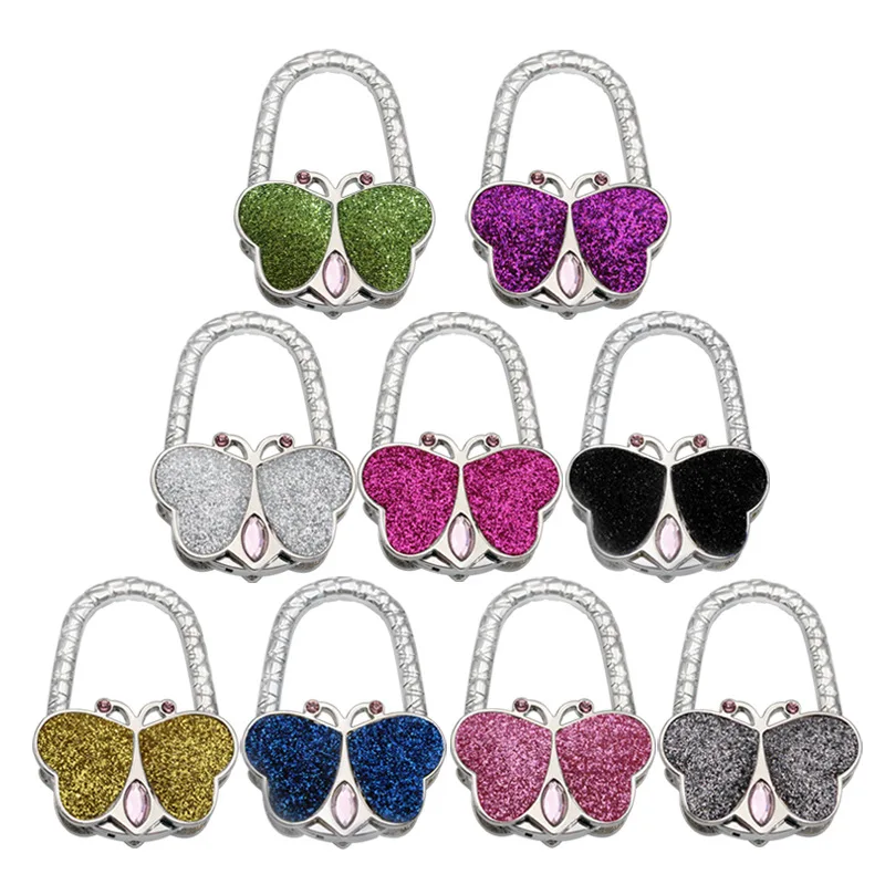 Custom Delicate foldable metal butterfly  bag hook purse hanger  folding handbag purse hook bag hanger