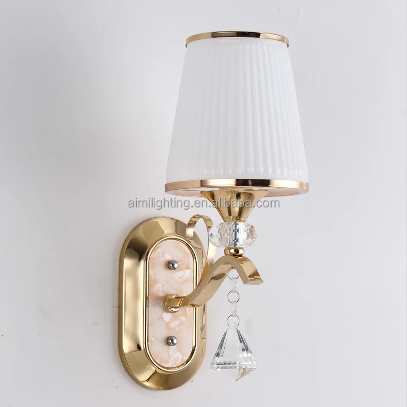 Gold finish glass shade decorative electric wall sconces and wall light with plug