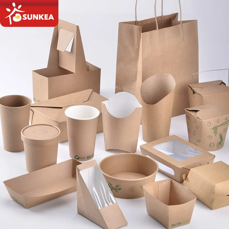 
Disposable paper take away food box and cup 