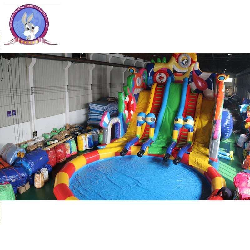 Highly cost effective sale water inflatable park slide with pool