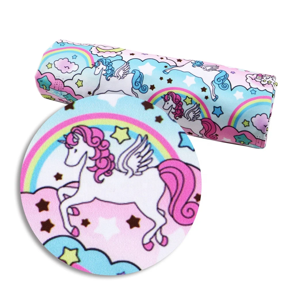 Пользовательский Радужный Цвет единорог Печатный 4 способа тянущаяся трикотажная ткань