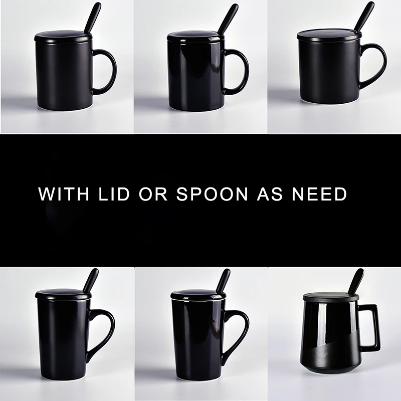 350/450/500ml Custom Logo high quality Plain black matt glossy porcelain mug blank ceramic coffee cup