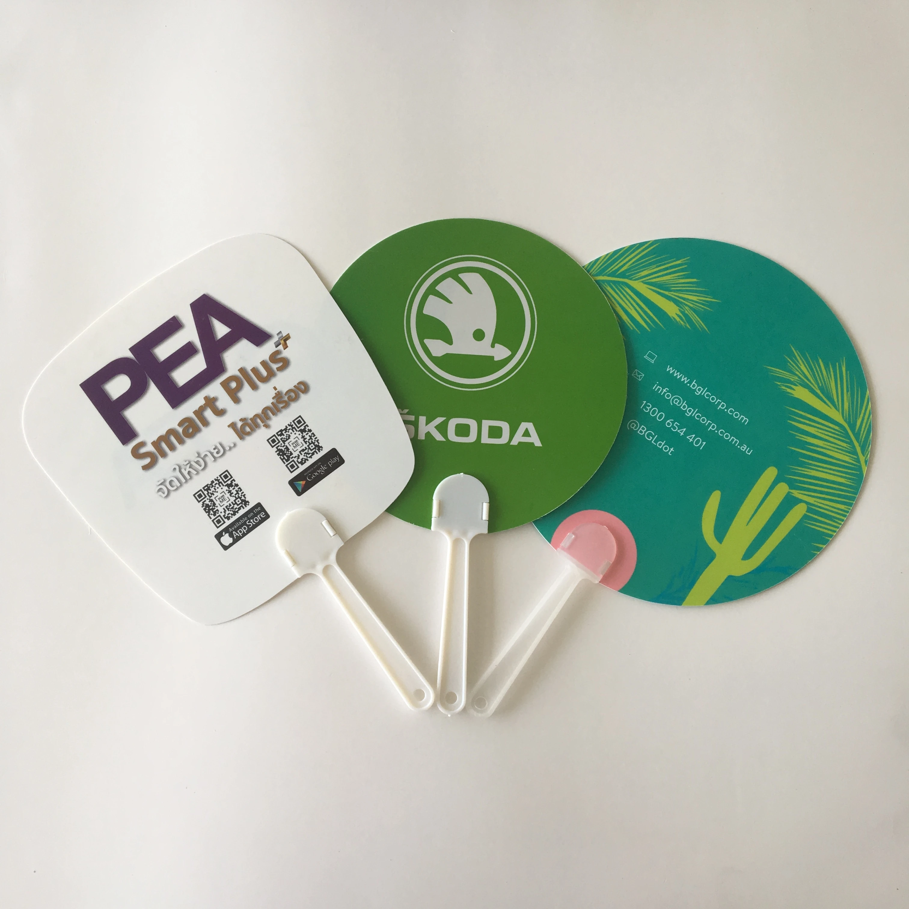 top quality custom printed personalized plastic PP hand held fans