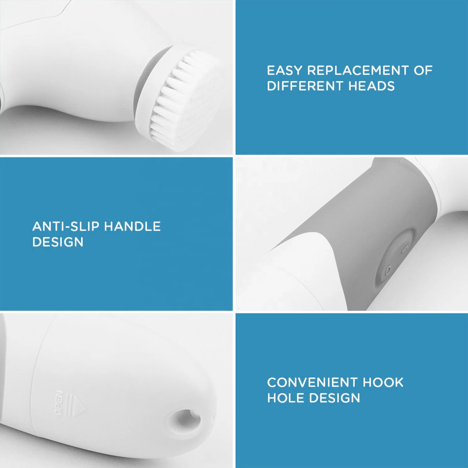 CE ROHS Approved 4 in 1 Electric Rotating Facial Brush Multi-use Deep Cleansing Spin Facial Brush System Waterproof Scrubber