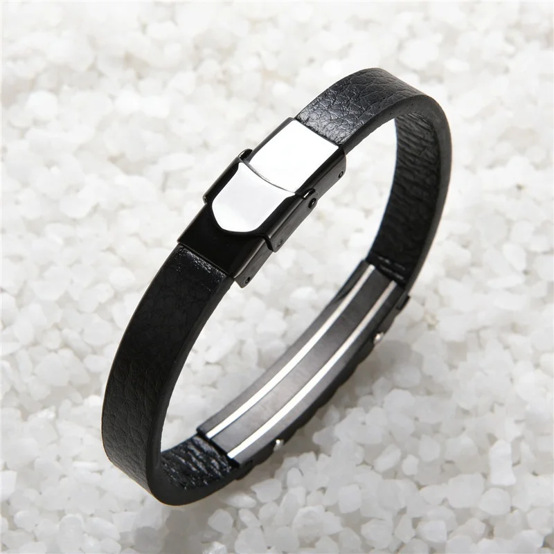New product stainless steel clasps bracelet wholesale men women unisex male leather bracelet wrap mens leather bracelet