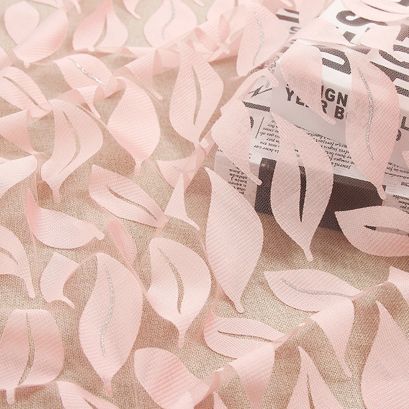Chinese textile wholesale hot romantic pink leaf Swiss clothing burnt fabric