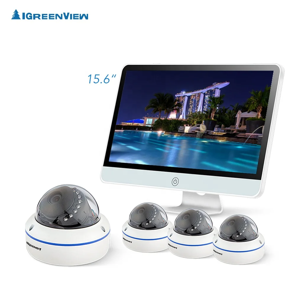 15.6inch LCD Built-in NVR 4CH channel surveillance camera kit security camera system poe nvr kit