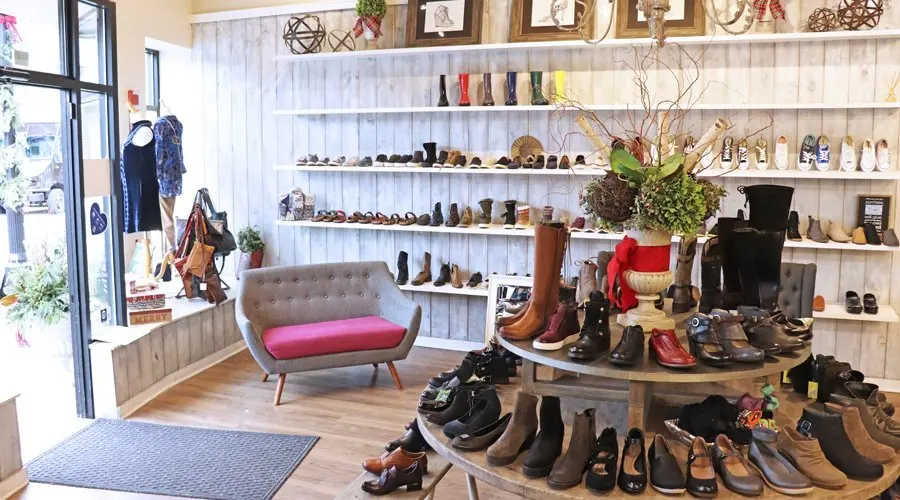 Footwear Display Shoe Store MDF Gondola Shoe Display Stand