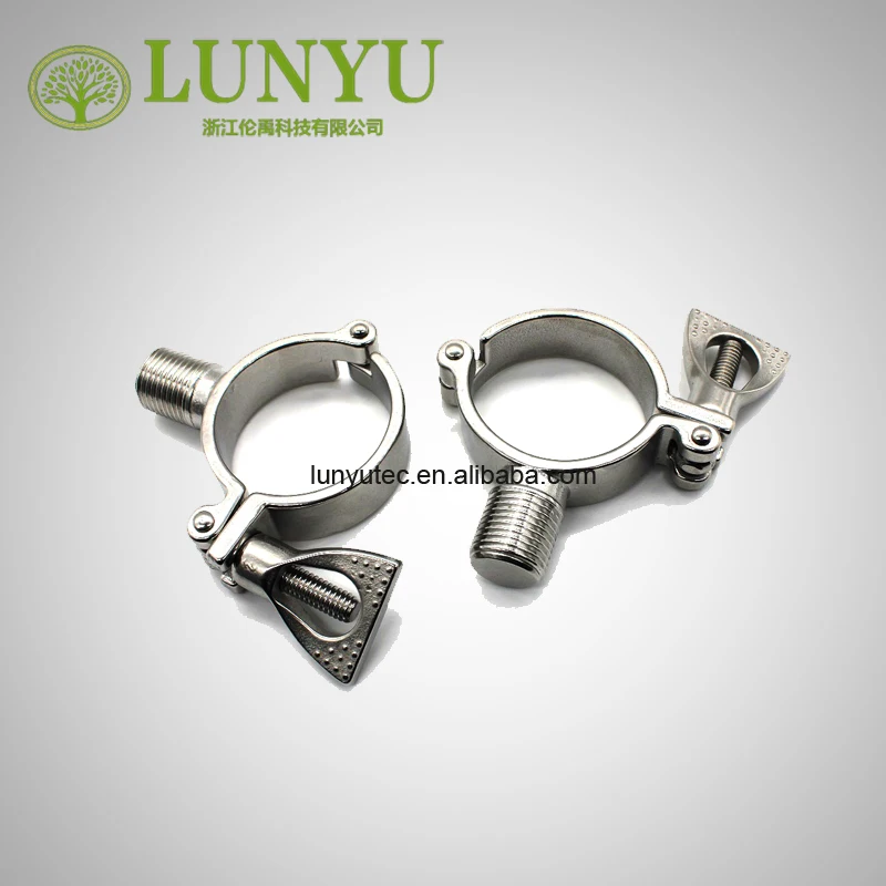 Stainless Steel Sanitary Clamp Tube Holder  With Thread Connection