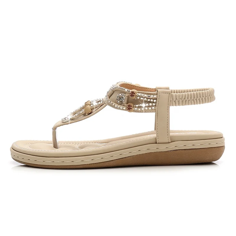 
Wholesale Fashion style rubber sole rhinestone flat women beach sandals for women and ladies Factory Price Directly 
