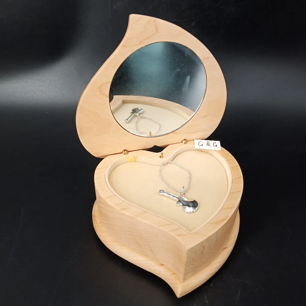 Музыкальная шкатулка в форме сердца, деревянная музыкальная шкатулка, новый дизайн