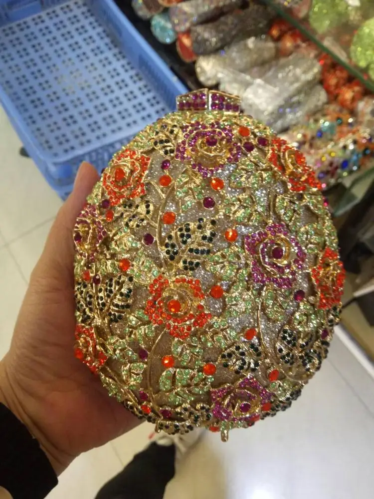 
DB577 crystal shoes and bag italian evening bags gold color 