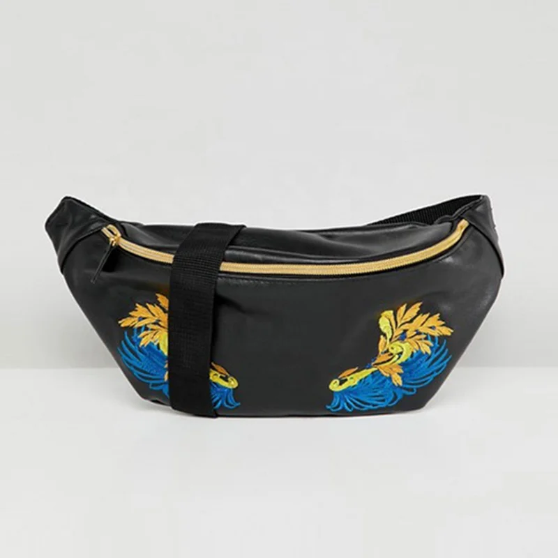 
2019 High Quality Custom Embroidered Luxury Fanny Pack Girl Waist Leather Bag For Men 