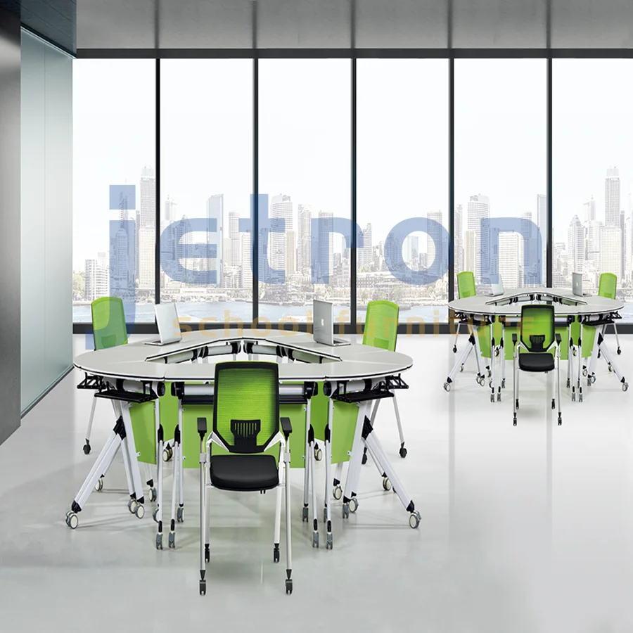 
Sturdy and convenient fan-shaped foldable wood table splicing 