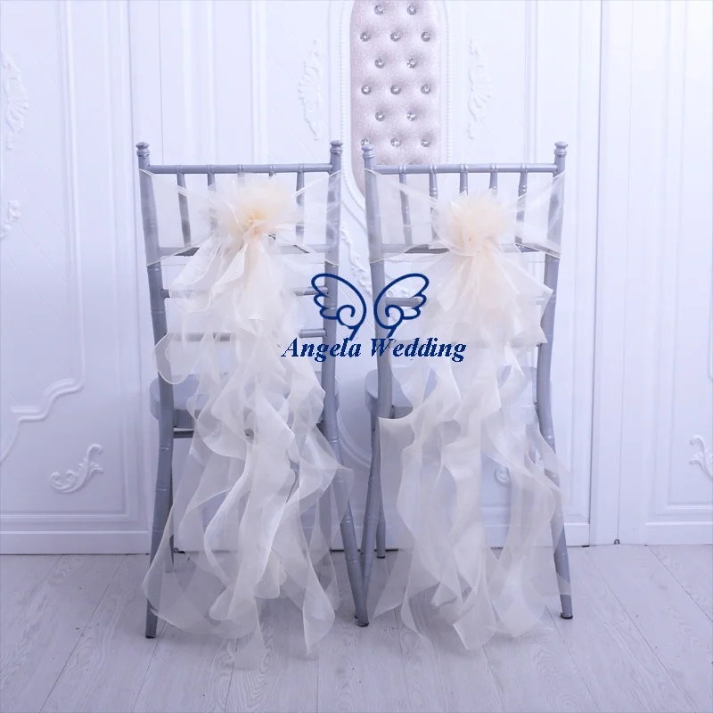 CH098E, готов к отправке, красивая органза цвета шампанского, кудрявый Ивовый стул, створки для свадьбы