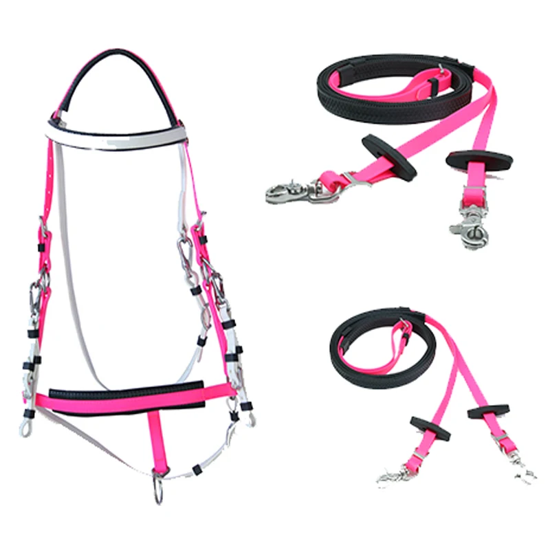 Horse-Sized Synthetic Saddle Bridle with Brass Hardware Durable Nylon and PVC Leather Horse Halter PP Material