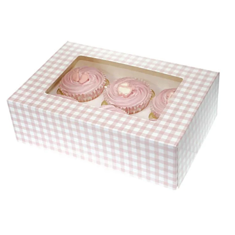 Custom design PET Window Food Grade Paper Gift Cup Cake Box