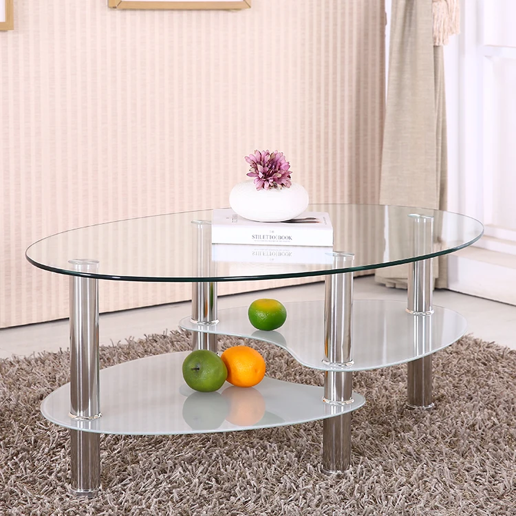 New design latest popular modern black glass top coffee table for living room