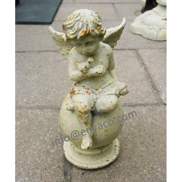 Wholesale Metal Set/3 Iron Home and Garden Aged Color Large Cherub Fairy Decoration Christmas Angel Figurines Statue Ornaments