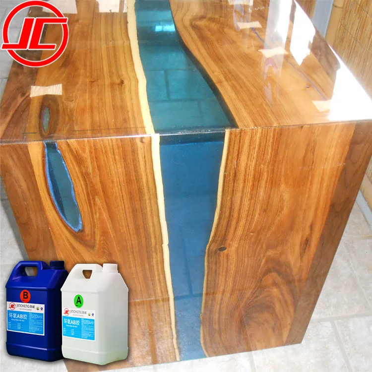 
Crystal Clear Epoxy Resin for Dining Table River Live Edge Table Unique Design Solid Wood 