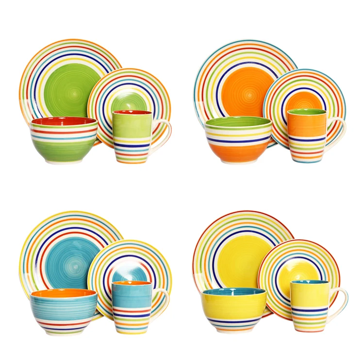 Italian dinner sets style wholesale simple hand paint 16 pcs ceramic dinnerware set