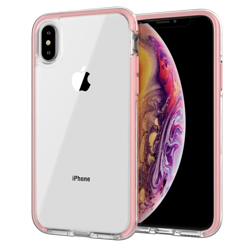 Clearance! Ispider High Quality SGS Certified 3 Meters Anti-fall  PC+TPU+TPE Pink transparent Clear Cover Phone Case for iPhone X