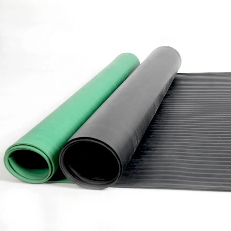 Indoor Outdoor Industrial Fine Ribbed Anti Slip Anti Fatigue Floor Rubber Mat