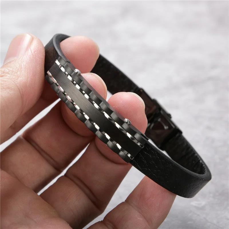 New product stainless steel clasps bracelet wholesale men women unisex male leather bracelet wrap mens leather bracelet