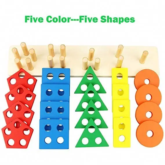 
Popular preschool children educational shape sorter game stacking geometry block toy 