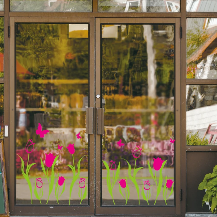 
wholesale Baseboard wall decals, red flower wall sticker,mirror decorative wall sticker 