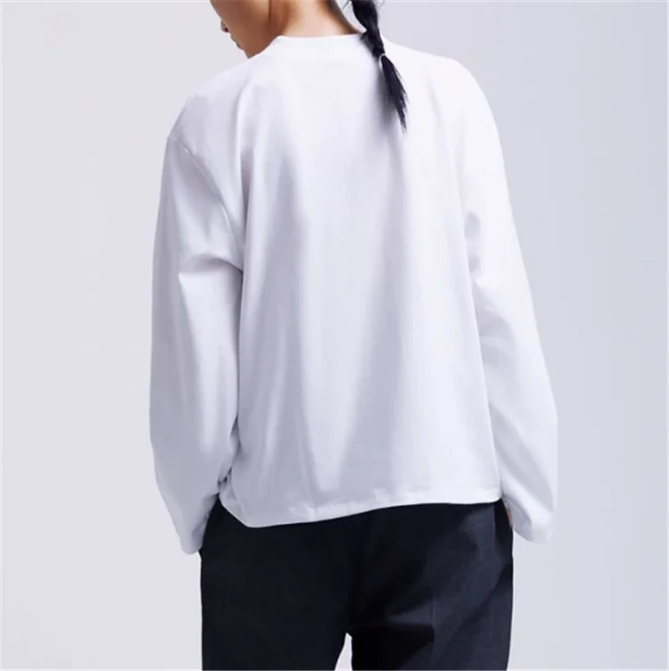 
Wholesale Printed Round Neck Long Sleeves women tops Ribbed hem plus size casual Women T-shirt 