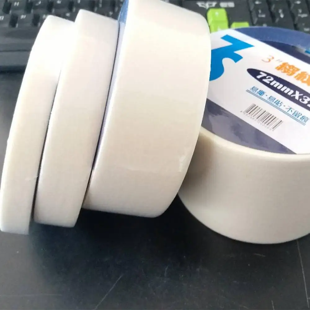 General purpose for painting white yellow masking tape from 10meter to 50meter oem brand logo printed on inner paper core