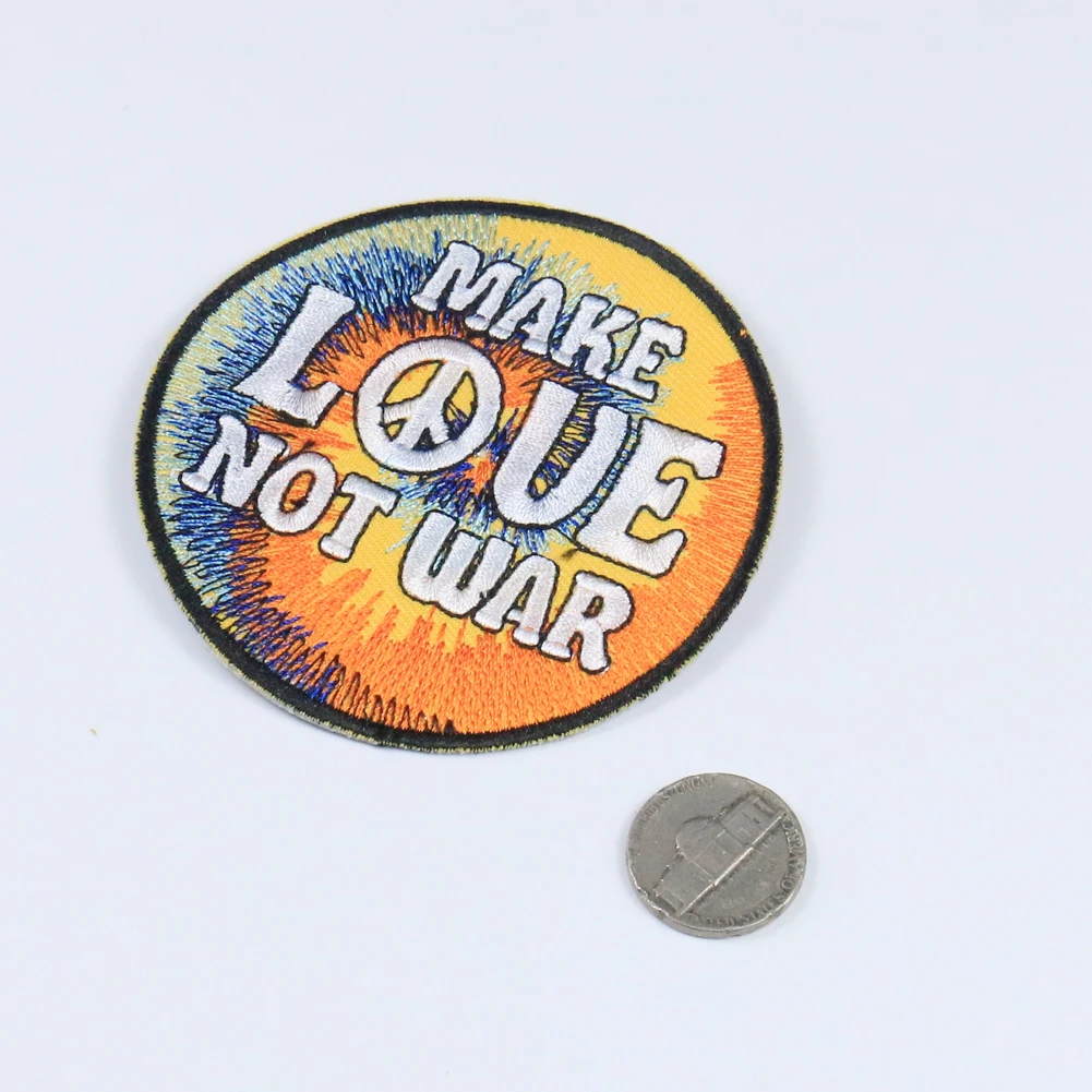 
Sewing Supplies Make Love Not War Letter Peace Sign Iron on Applique Sewing Fabric Patchwork DIY Embroidered Embellishments 