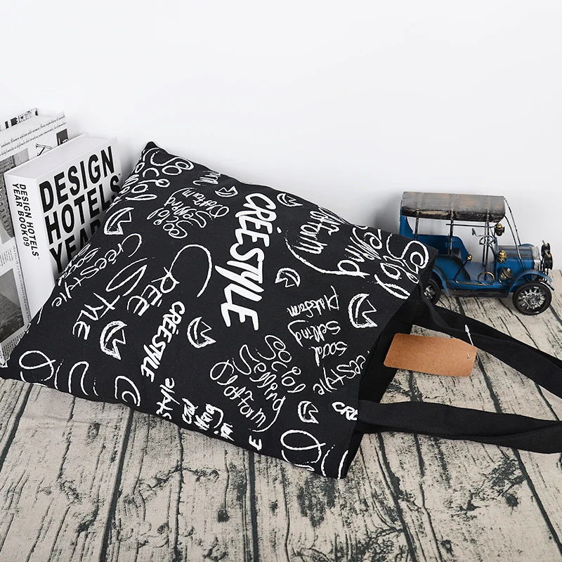 Fair Trade Gift Factory directly sale custom logo size durable black cotton canvas tote bag