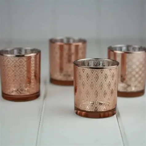 polished glass jar pattern lasered print votive tealight candle glass jar