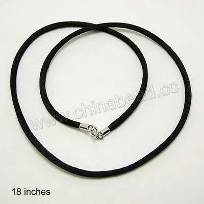 
Hot sell new model necklace, 1.5mm black Satin cord fashion necklace with sterling silver spring ring Hot sell new model necklace, 1.5mm brown Satin cord fashion necklace with sterling silver spring ring