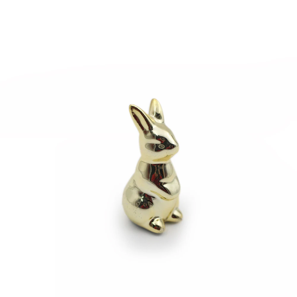 Easter ornament gold stand ceramic rabbit figurine